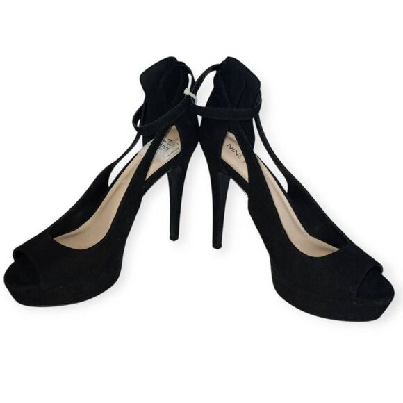 NINE WEST BLACK ANKLE STRAP PEEP TOE PLATFORM HEELS SZ.8 NWT. - Picture 5 of 8